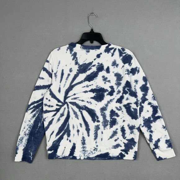 J Crew Sweatshirt Womens Medium Blue White Tie Dye Crew Casual Lounge Coastal - Picture 7 of 14